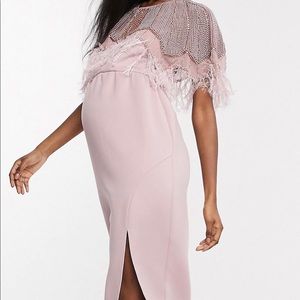 Pink Maternity Midi Dress